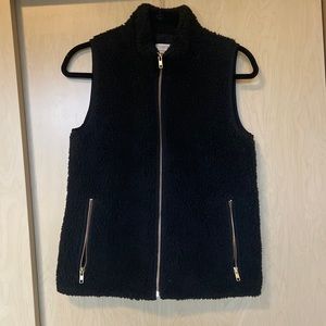 J Crew Black Sherpa Vest XS